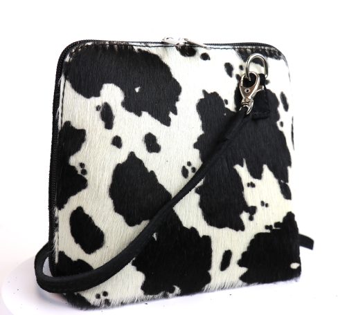 V155 Faux Animal Fur, Genuine Suede Small Crossbody Bag - Image 3
