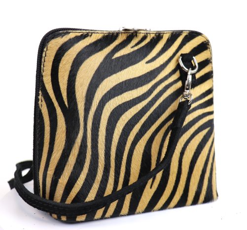 V155 Faux Animal Fur, Genuine Suede Small Crossbody Bag - Image 4
