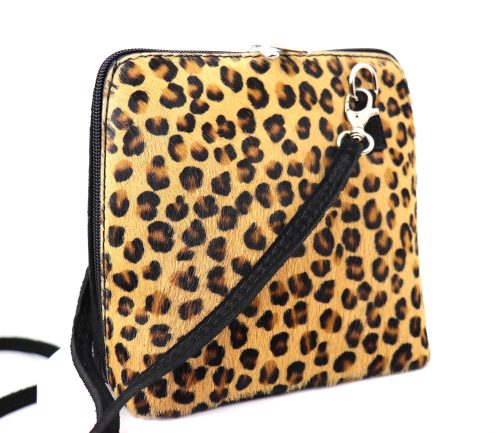 V155 Faux Animal Fur, Genuine Suede Small Crossbody Bag - Image 6
