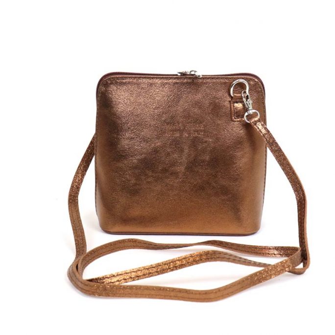 Metallic Leather Crossbody Bag Small V155