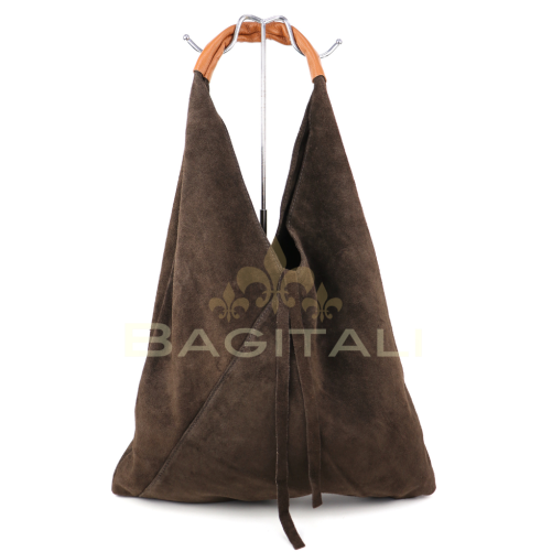 M589S Large Suede Hobo Bag with Leather Tan Handle - Image 7