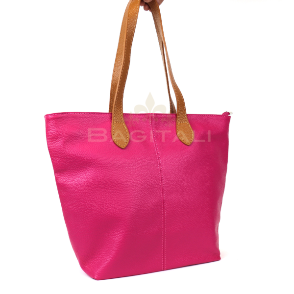 13 F294 Genuine Leather Shoulder Bag with Tan Handle