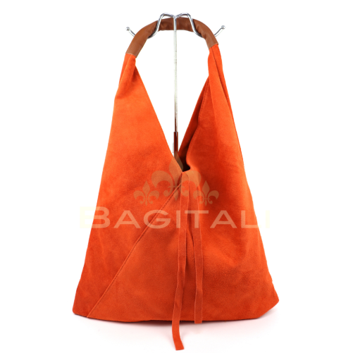 M589S Large Suede Hobo Bag with Leather Tan Handle - Image 9