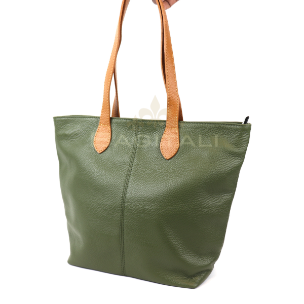 14 F294 Genuine Leather Shoulder Bag with Tan Handle
