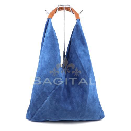 M589S Large Suede Hobo Bag with Leather Tan Handle - Image 10