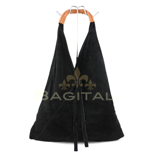 M589S Large Suede Hobo Bag with Leather Tan Handle - Image 13