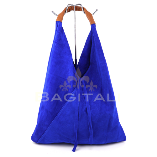 M589S Large Suede Hobo Bag with Leather Tan Handle - Image 14