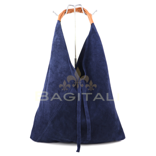 M589S Large Suede Hobo Bag with Leather Tan Handle - Image 15
