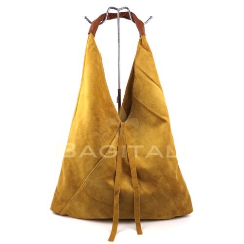 M589S Large Suede Hobo Bag with Leather Tan Handle - Image 16