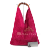 M589S Large Suede Hobo Bag with Leather Tan Handle