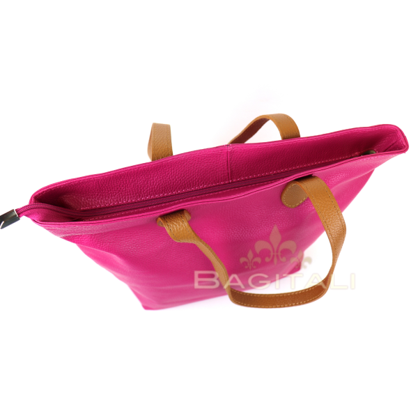 F294 Genuine Leather Shoulder Bag with Tan Handle