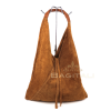 M589S Large Suede Hobo Bag with Leather Tan Handle
