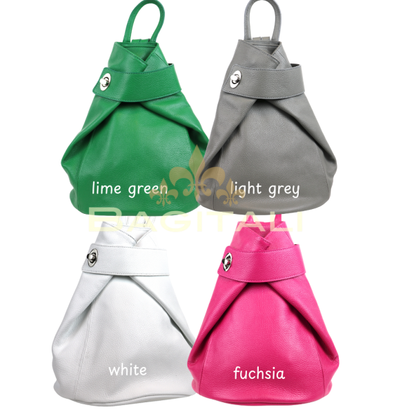 8 F285 Genuine Leather Stylish Backpack with front Buckle