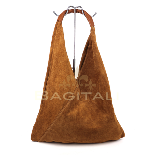 M589S Large Suede Hobo Bag with Leather Tan Handle - Image 4