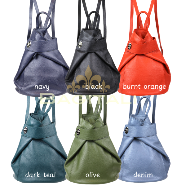 9 F285 Genuine Leather Stylish Backpack with front Buckle