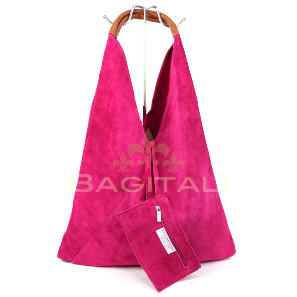 M589S Large Suede Hobo Bag with Leather Tan Handle