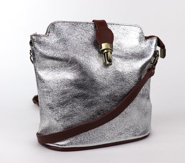 V121 Genuine Leather Crossbody Bag with front Buckle Closure