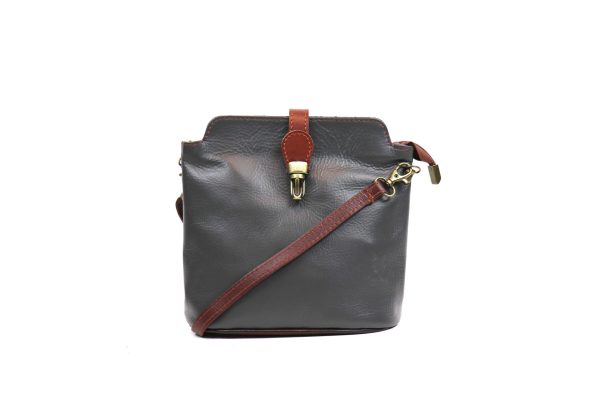 V121 Genuine Leather Crossbody Bag with front Buckle Closure