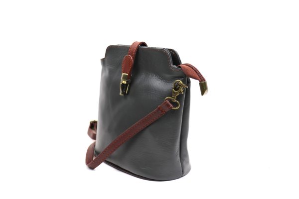 V121 Genuine Leather Crossbody Bag with front Buckle Closure