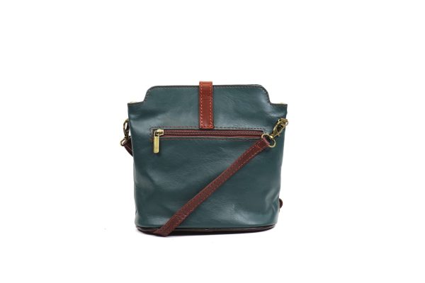 V121 Genuine Leather Crossbody Bag with front Buckle Closure