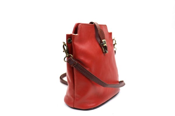 V121 Genuine Leather Crossbody Bag with front Buckle Closure