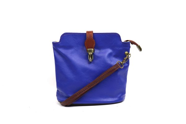 V121 Genuine Leather Crossbody Bag with front Buckle Closure