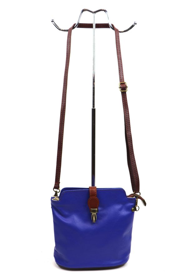 V121 Genuine Leather Crossbody Bag with front Buckle Closure