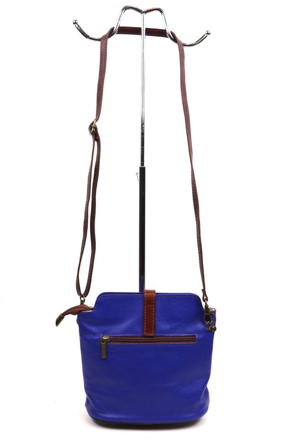 V121 Genuine Leather Crossbody Bag with front Buckle Closure