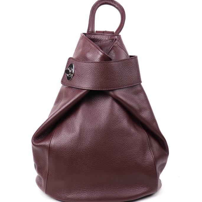 F285 Genuine Leather Stylish Backpack with front Buckle