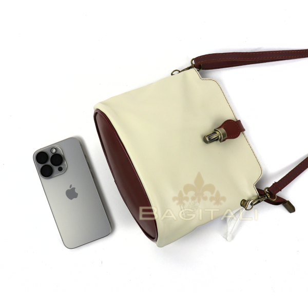 V121 Genuine Leather Crossbody Bag with front Buckle Closure