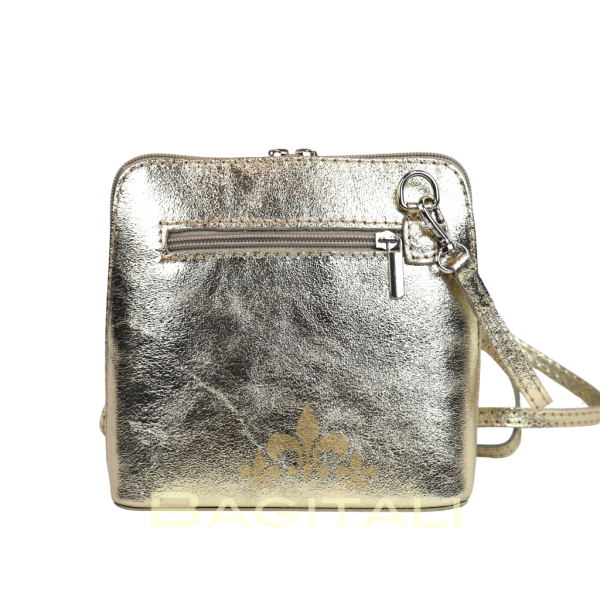 V155M Small Metallic Leather Crossbody Bag