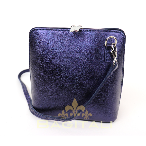 V155M Small Metallic Leather Crossbody Bag