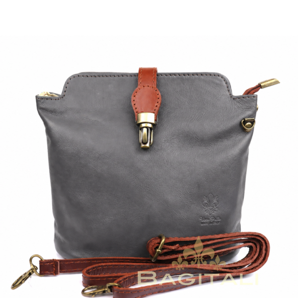 V121 Genuine Leather Crossbody Bag with front Buckle Closure