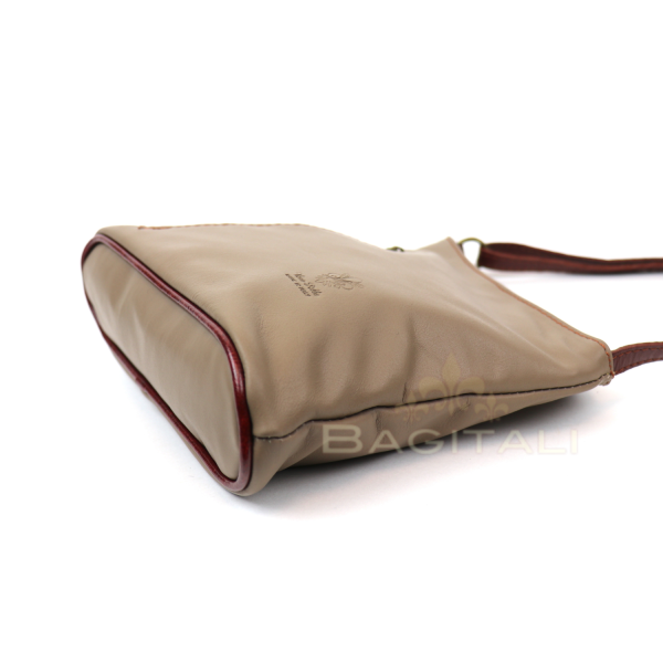 Leather Asymmetrical Two Tone Crossbody Bag V114