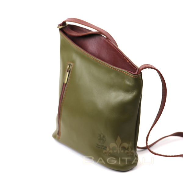 Leather Asymmetrical Two Tone Crossbody Bag V114