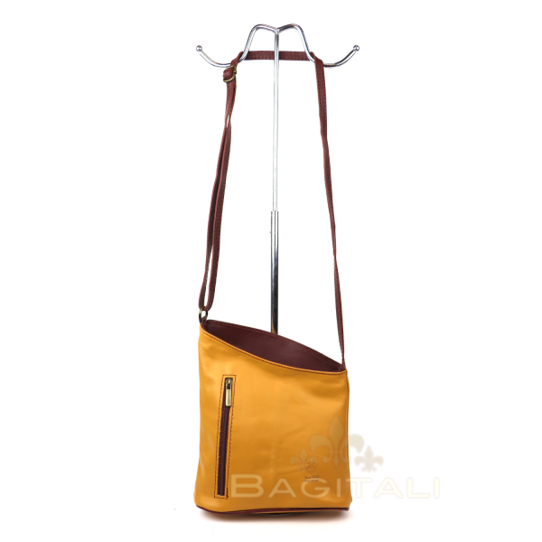 Leather Asymmetrical Two Tone Crossbody Bag V114