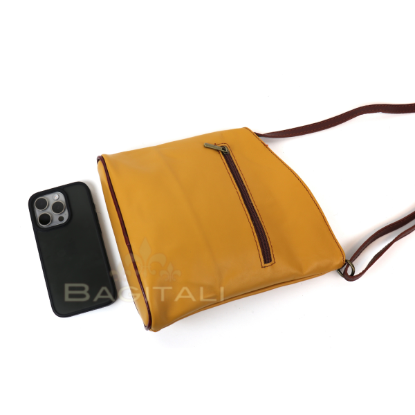 Leather Asymmetrical Two Tone Crossbody Bag V114
