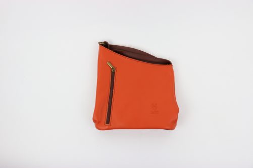 Leather Asymmetrical Two Tone Crossbody Bag V114 - Image 26