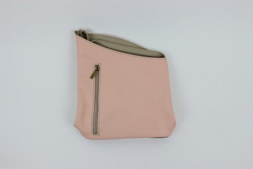 Leather Asymmetrical Two Tone Crossbody Bag V114 - Image 34
