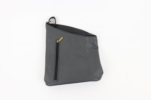 Leather Asymmetrical Two Tone Crossbody Bag V114 - Image 33