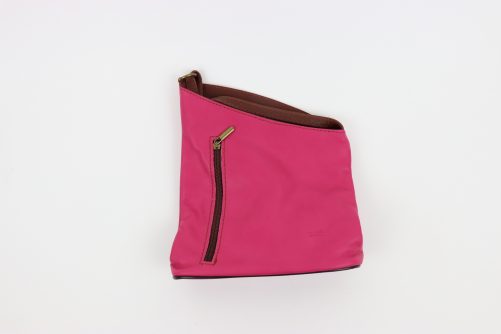 Leather Asymmetrical Two Tone Crossbody Bag V114 - Image 27