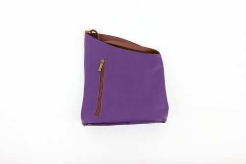 Leather Asymmetrical Two Tone Crossbody Bag V114 - Image 25