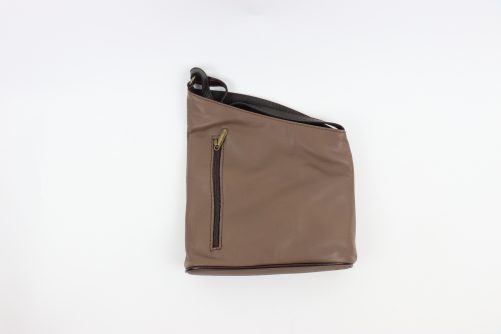Leather Asymmetrical Two Tone Crossbody Bag V114 - Image 32
