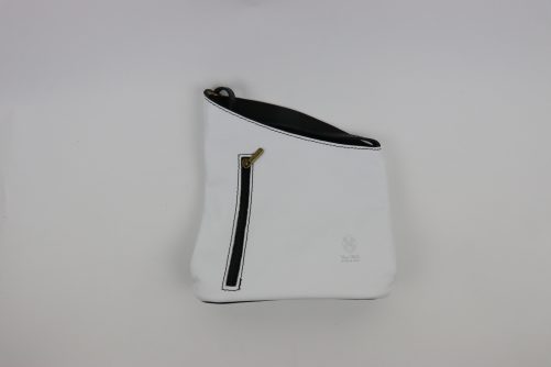 Leather Asymmetrical Two Tone Crossbody Bag V114 - Image 30