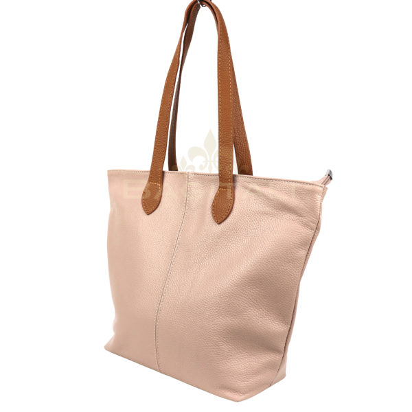 LIP_final.ai (25) F294 Genuine Leather Shoulder Bag with Tan Handle