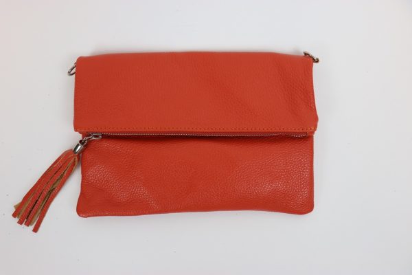 Leather Fold over Clutch Bag V176