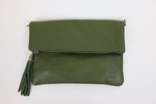 Leather Fold over Clutch Bag V176 - Image 5
