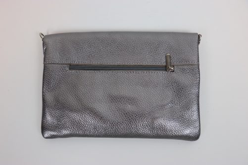 V176 Metallic Leather Fold over Clutch Bag - Image 4