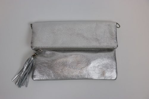 V176 Metallic Leather Fold over Clutch Bag - Image 5