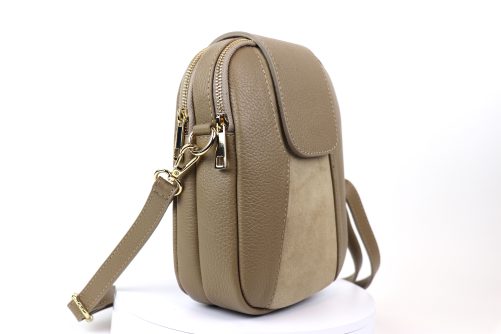 F255 Medium Leather Suede Crossbody Bag - Image 14